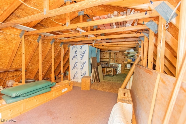 view of unfinished attic