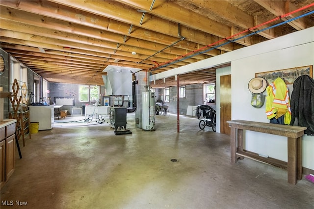 basement featuring water heater