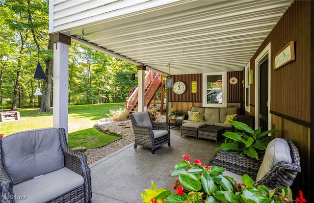 view of patio with an outdoor hangout area