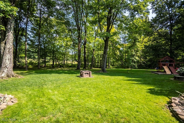 view of yard featuring a playground