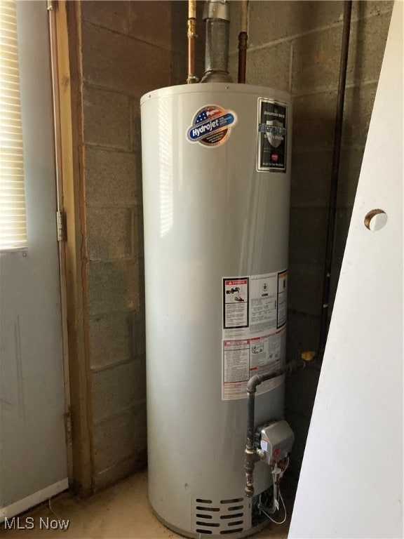 utility room with gas water heater