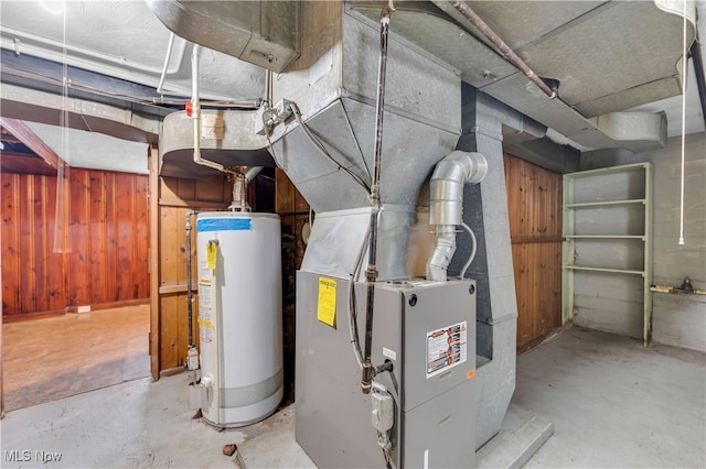 utility room with water heater