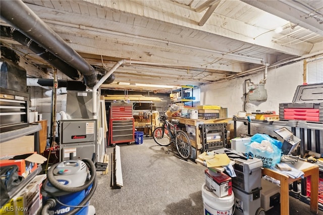 basement with carpet flooring