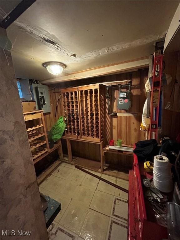 wine cellar featuring electric panel