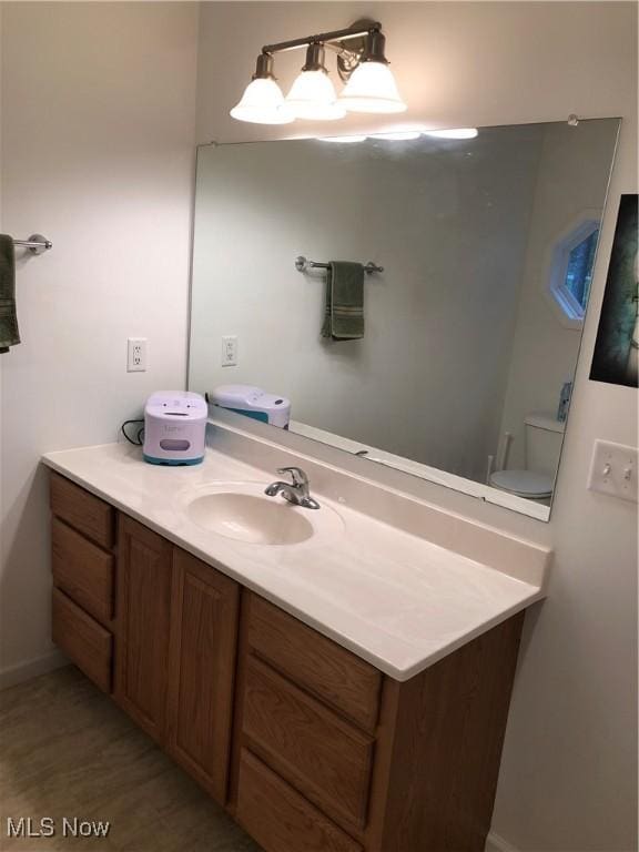 78560 Kinsey Orchard Rd, Freeport, OH 43973 - bathroom with wood finished floors, toilet, and vanity