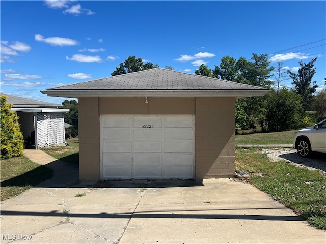 view of garage