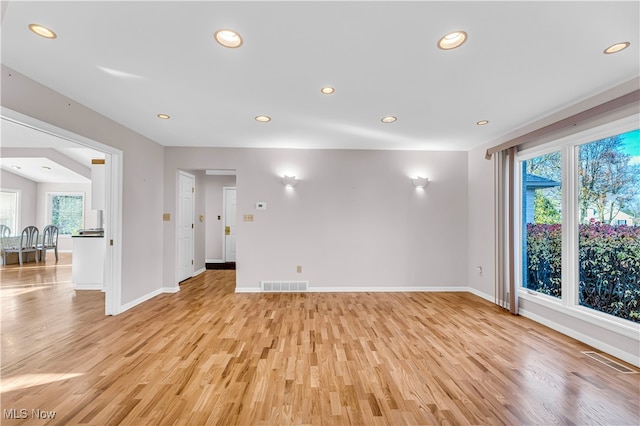 unfurnished living room featuring light hardwood / wood-style floors