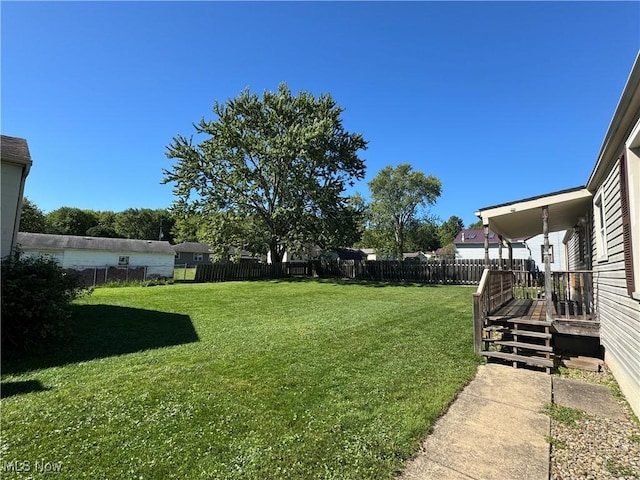 view of yard with a fenced backyard