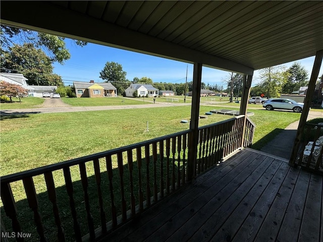 deck with a lawn