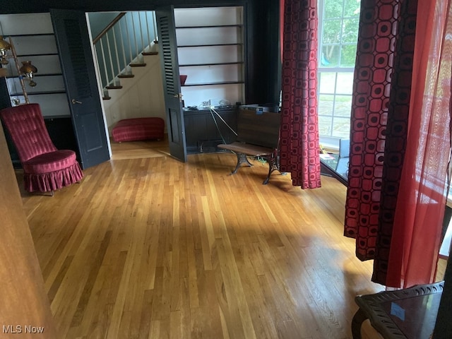 interior space with light hardwood / wood-style flooring