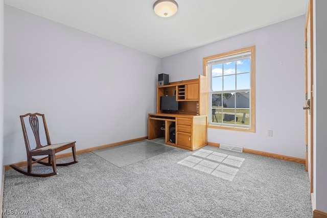 unfurnished office with light colored carpet