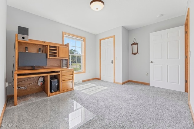 view of carpeted home office