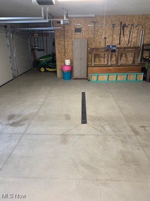 garage with a garage door opener