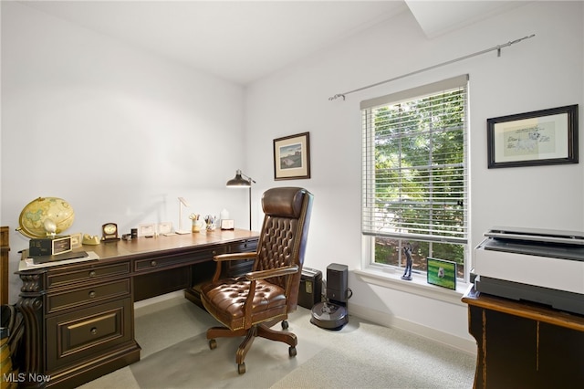 view of carpeted home office