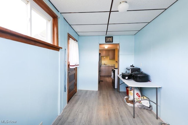 1631 Globe St, East Liverpool, OH 43920 - hallway with wood finished floors and a paneled ceiling