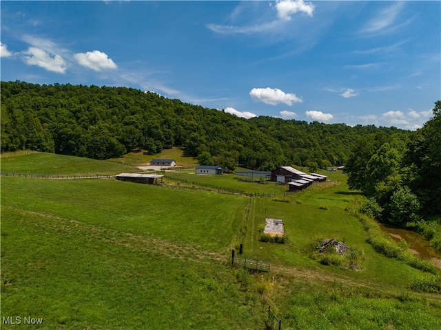 drone / aerial view with a rural view