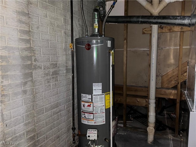 utility room with water heater