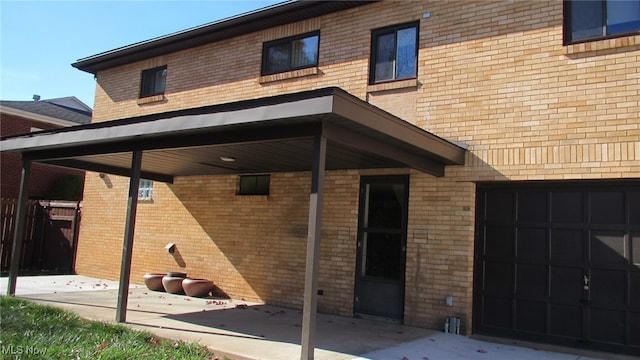 exterior space featuring a garage