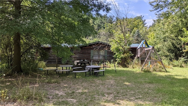 view of yard featuring a playground