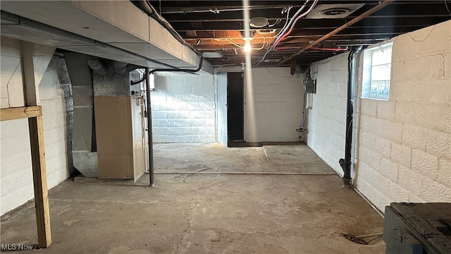 basement with heating unit