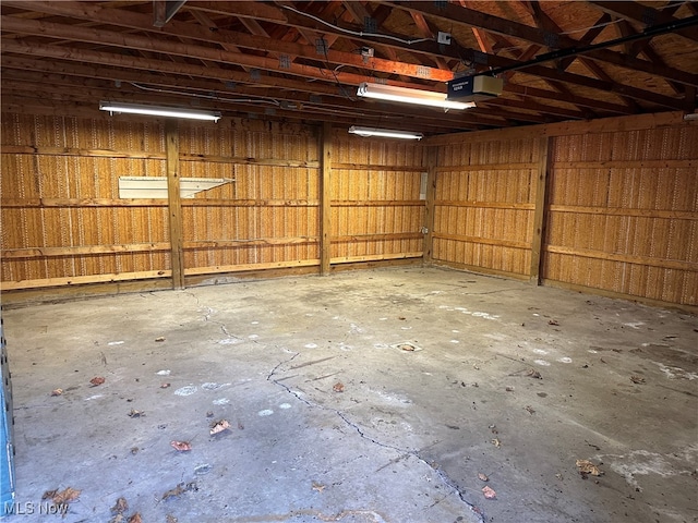 garage with a garage door opener