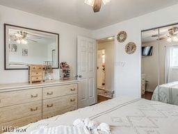 bedroom featuring ceiling fan