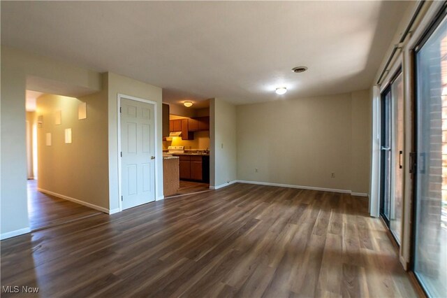 unfurnished living room featuring dark wood-type flooring