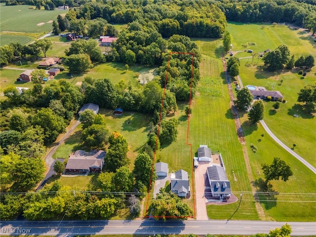 bird's eye view with a rural view