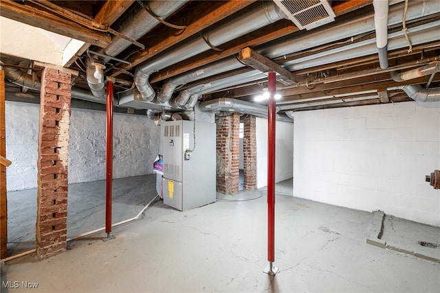 basement with heating unit