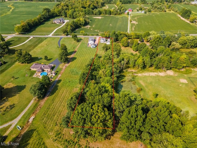 drone / aerial view with a rural view