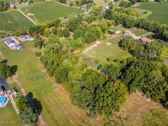 drone / aerial view featuring a rural view