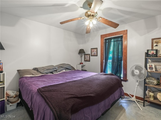 bedroom featuring ceiling fan