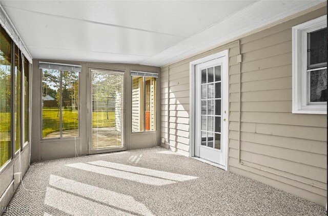 view of unfurnished sunroom