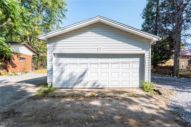 view of detached garage