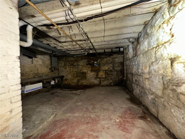 basement with electric panel