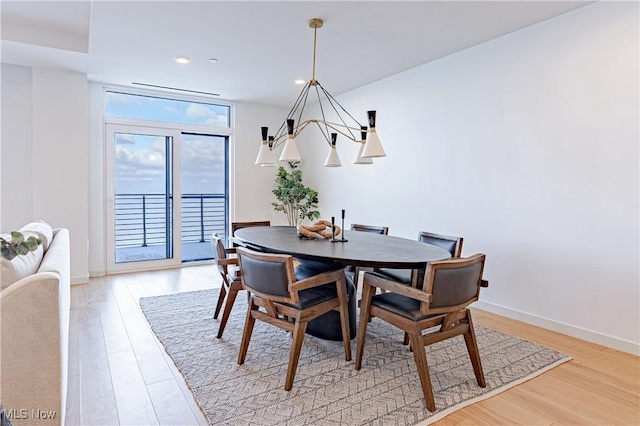 dining area featuring light hardwood / wood-style flooring