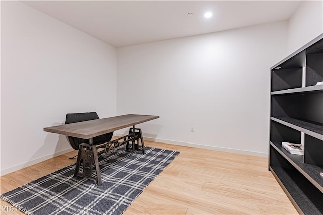 home office featuring wood-type flooring