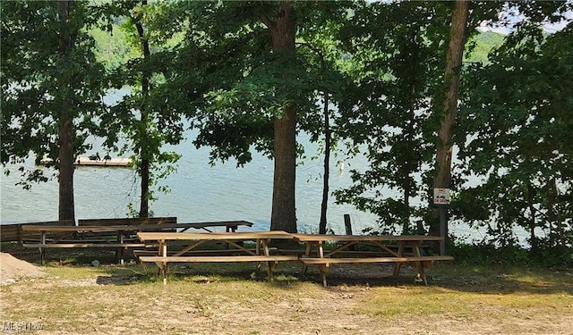 dock area featuring a water view