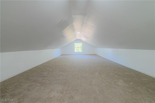 additional living space featuring carpet flooring and lofted ceiling