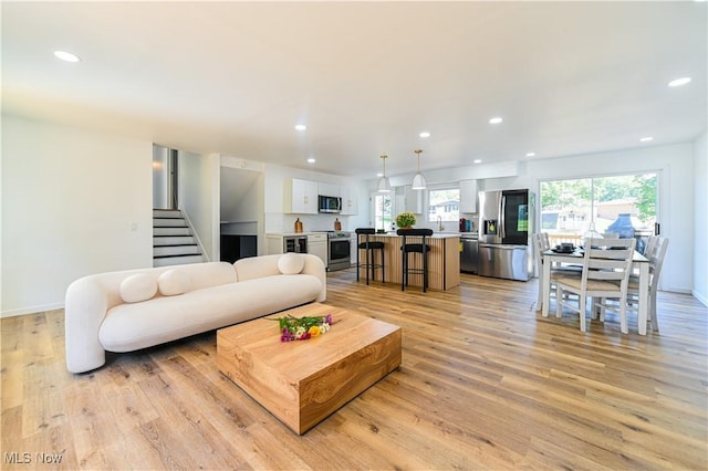 living room featuring light hardwood / wood-style floors