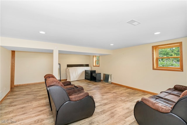 living room featuring light wood-type flooring