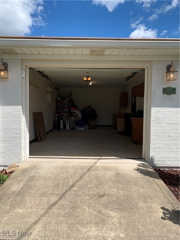 view of garage