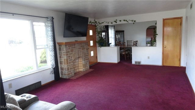 living room featuring carpet