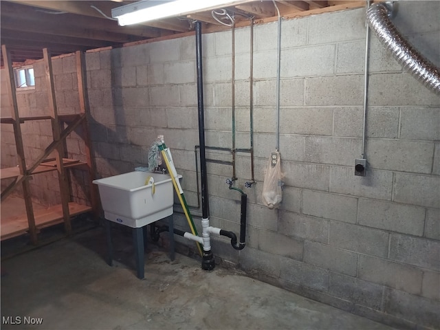 basement featuring sink