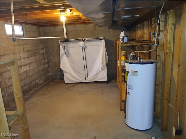 basement with gas water heater