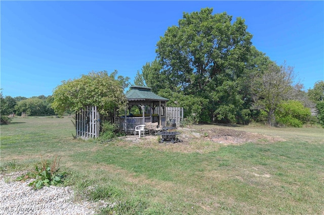 view of yard featuring a gazebo