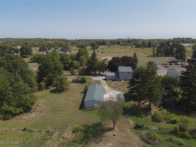 aerial view featuring a rural view