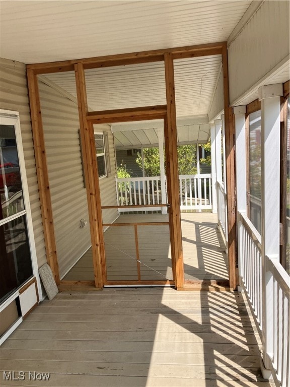 view of unfurnished sunroom