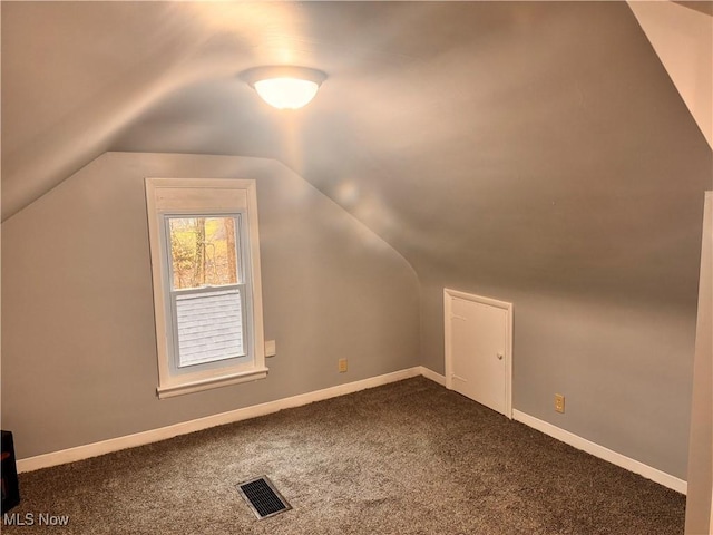 bonus room with carpet floors and lofted ceiling