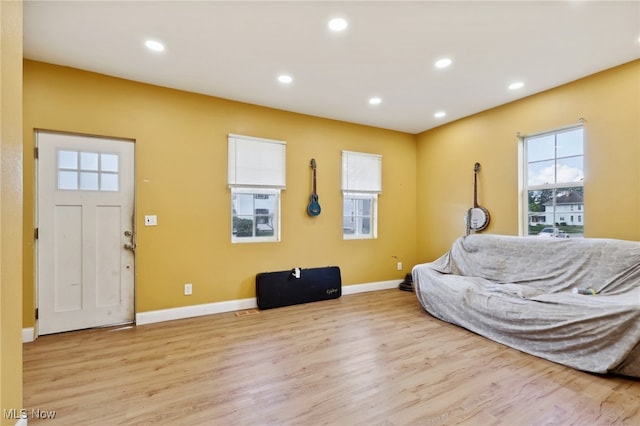 living room with light wood-type flooring